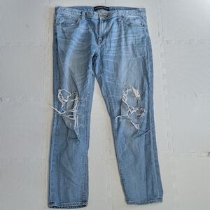 Express Jeans Women 12 Blue Light Wash Distressed Girlfriend